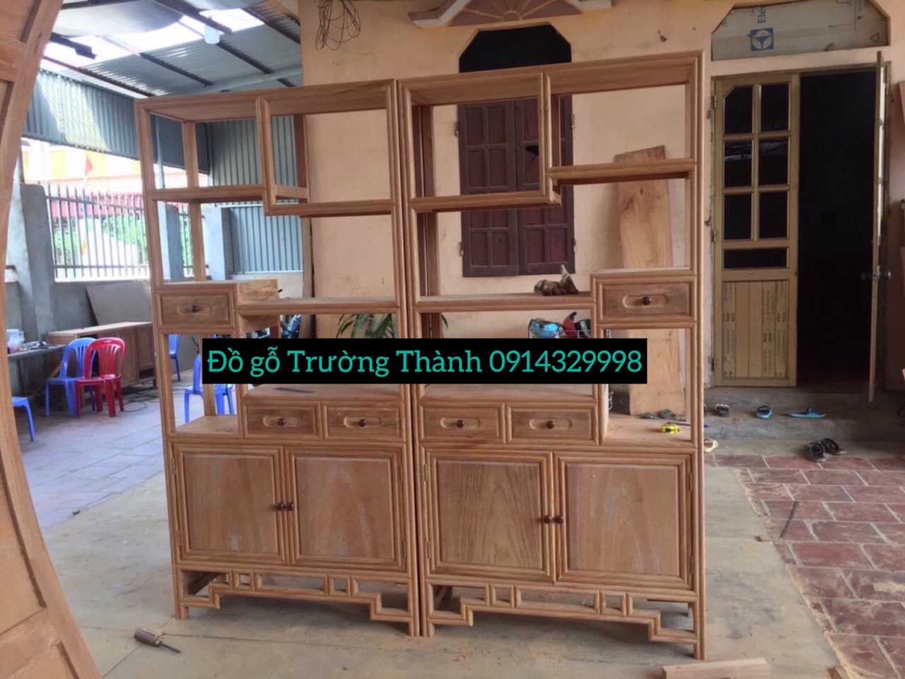 Tủ trang trí đồ gốm mẫu 6